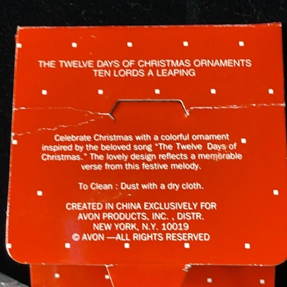 Avon Vintage “The Twelve Days of Christmas Ornaments - Ten Lords A Leaping”